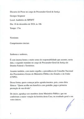Recondução: Discurso de Posse