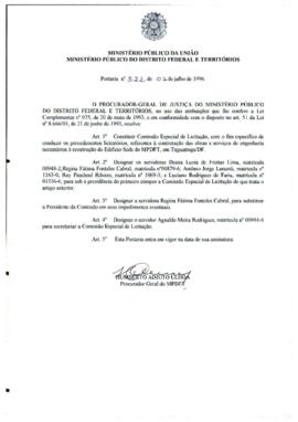 Portaria 522 - Criação da Comissão de Licitação